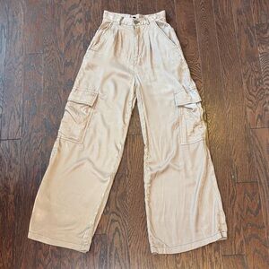 Wide Leg Tan Cargo Pants